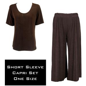 Wholesale 3429 - Slinky Short Sleeve Sets  DARK BROWN - One Size Fits Most
