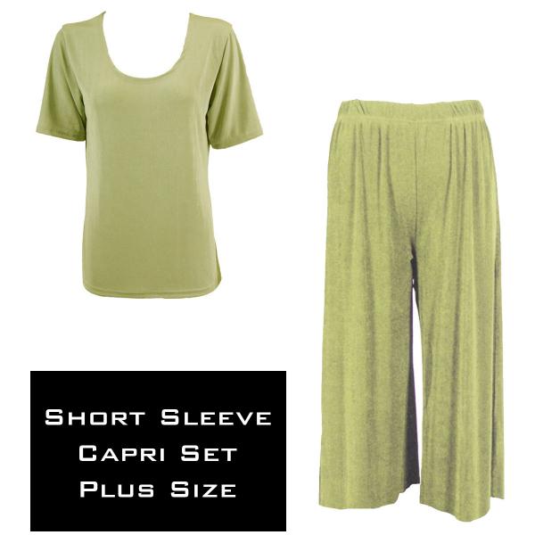 Wholesale 3429 - Slinky Short Sleeve Sets  LEAF GREEN - Plus Size (XL-2X)