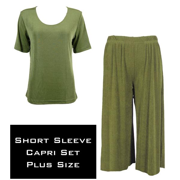 Wholesale 3429 - Slinky Short Sleeve Sets  OLIVE - Plus Size (XL-2X)