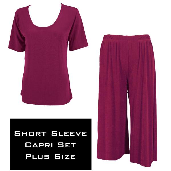 Wholesale 3429 - Slinky Short Sleeve Sets  PLUM - Plus Size (XL-2X)