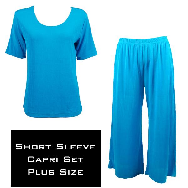Wholesale 3429 - Slinky Short Sleeve Sets  TURQUOISE - Plus Size (XL-2X)