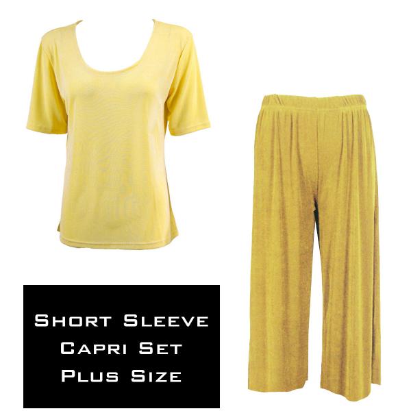 Wholesale 3429 - Slinky Short Sleeve Sets  YELLOW - Plus Size (XL-2X)