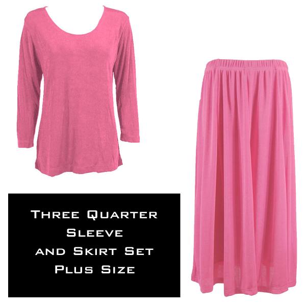 Wholesale 3430 - Slinky Skirt and 3/4 Sleeve Top Sets   RASPBERRY - Plus Size (XL-2X)