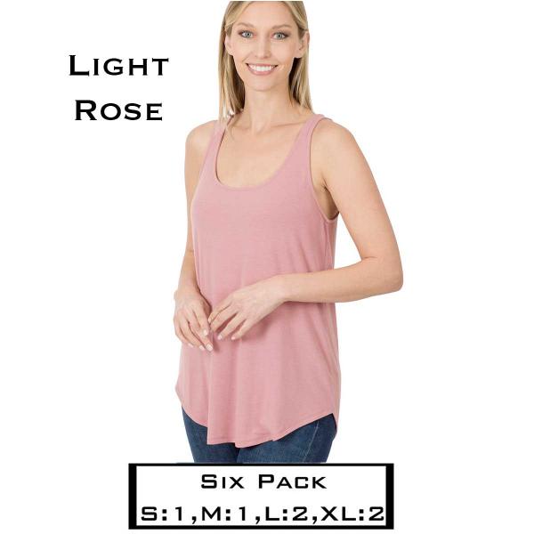 Wholesale 2100 - Sleeveless Round Hem Tops 2100 - Light Rose<br>
(SIX PACK)  - S:1,M:1,L:2,XL:2