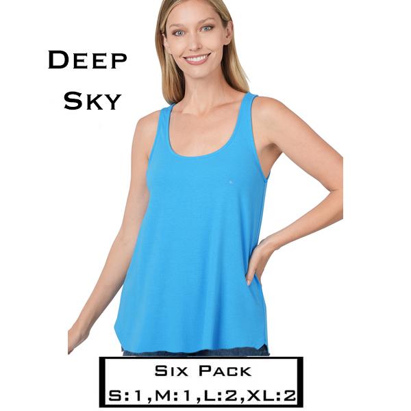 Wholesale 2100 - Sleeveless Round Hem Tops 2100 - Deep Sky Blue<br>
(SIX PACK) - S:1,M:1,L:2,XL:2