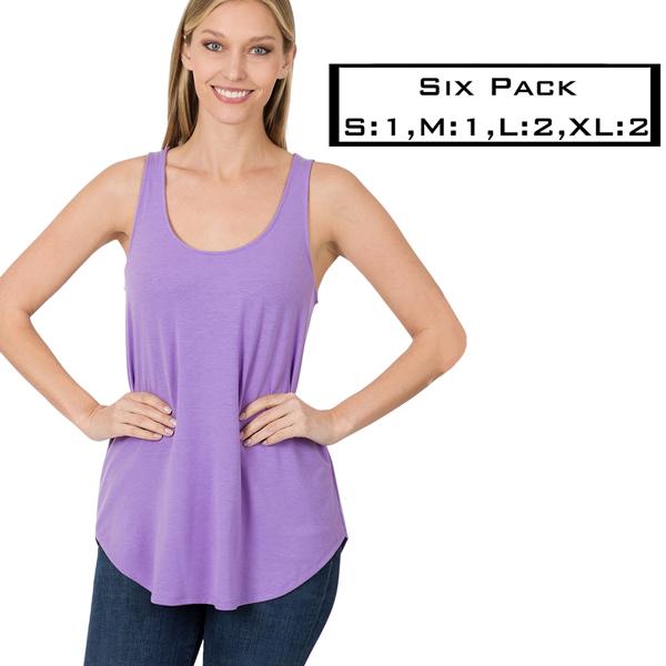 Wholesale 2100 - Sleeveless Round Hem Tops 2100 - Lavender<br>
(SIX PACK) - S:1,M:1,L:2,XL:2