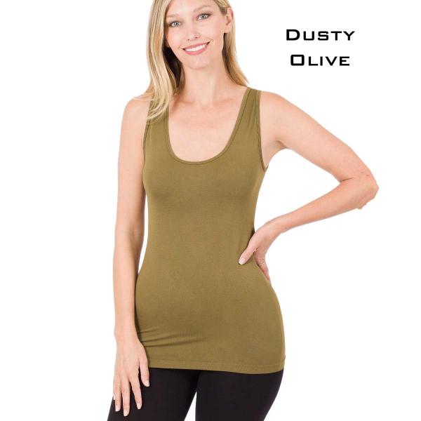 Wholesale 6700/6170 - Form Fit Seamless Tanks DUSTY OLIVE Scoop Neck Seamless Tank Top 6700 MB - S-M