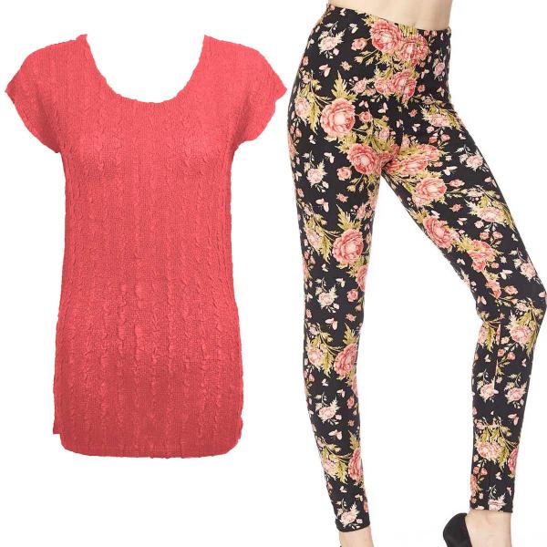 Wholesale 3460 Sets-Georgette Tunic with Leggings (GCST) CORAL Cap Sleeve Georgette Tunic with Leggings - One Size  Fits (S-M)