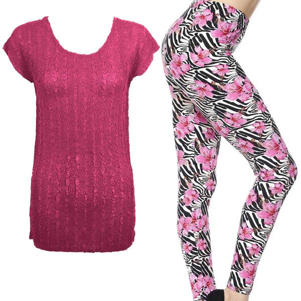 Wholesale 3460 Sets-Georgette Tunic with Leggings (GCST) MAGENTA #1 Cap Sleeve Georgette Tunic with Leggings - One Size Fits (L-XL)