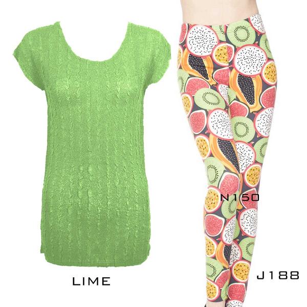 Wholesale 3460 Sets-Georgette Tunic with Leggings (GCST) LIME Cap Sleeve Georgette Tunic with Leggings - One Size  Fits (S-M)