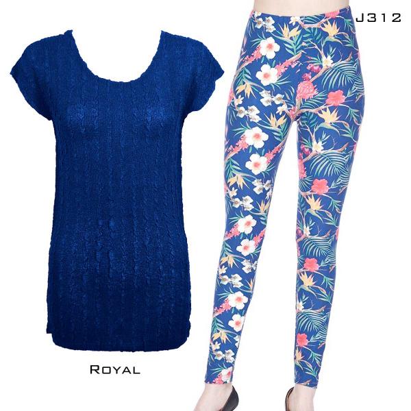 Wholesale 3460 Sets-Georgette Tunic with Leggings (GCST) ROYAL #2 Cap Sleeve Georgette Tunic with Leggings - One Size Fits (L-XL)