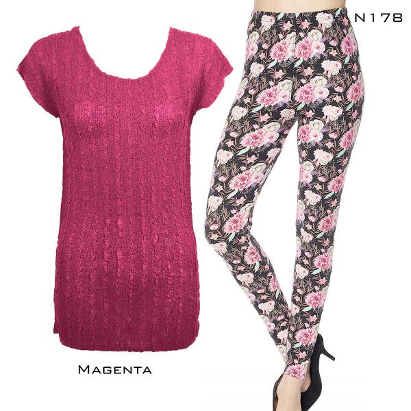 Wholesale 3460 Sets-Georgette Tunic with Leggings (GCST) MAGENTA #2 Cap Sleeve Georgette Tunic with Leggings - One Size Fits (L-XL)