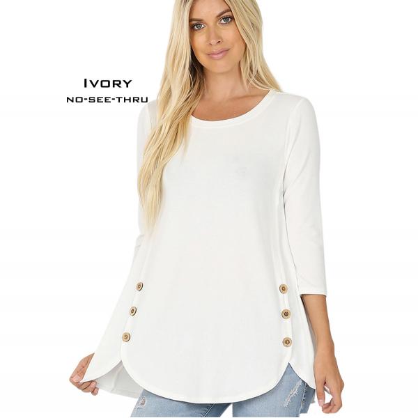 2032 - 3/4 Sleeve Side Wood Button Tops - IVORY 3/4 Sleeve Side Wood Buttons Top 2032 Large 2032 - 3/4 Sleeve Side Wood Button Tops IVORY 3/4 Sleeve Side Wood Buttons Top 2032 - Large