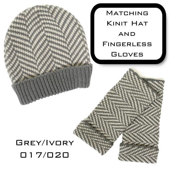 wholesale 3522 - Hat and Glove Set GREY/IVORY Hat and Glove Set - 