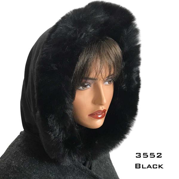 Wholesale 3552 - Fur Trimmed Infinity Hood  Black<br> Black Fur Trimmed Infinity Hood - 