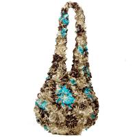 Carteras de Popcorn de lujo - Turquoise-Brown Floral- Champagne