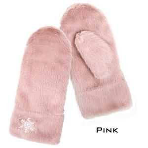 Plush Mittens - 187/222/219/260  187 - Pink Snowflake - One Size Fits All