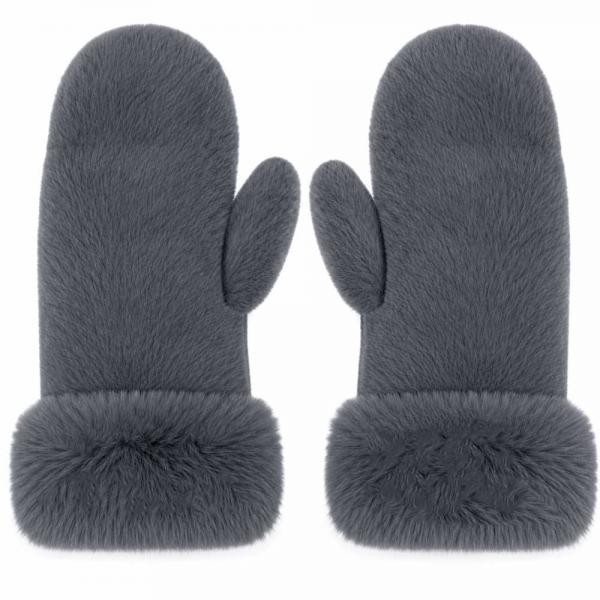 3571 - Winter Mittens - Charcoal<br>
Plush Mittens with Faux Rabbit Cuffs 3571 - Winter Mittens Charcoal<br>
Plush Mittens with Faux Rabbit Cuffs -