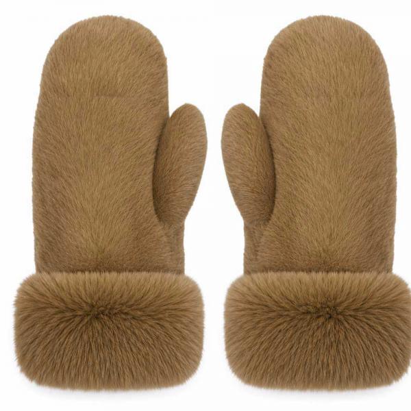 3571 - Winter Mittens - Tan<br>
Plush Mittens with Faux Rabbit Cuffs 3571 - Winter Mittens Tan<br>
Plush Mittens with Faux Rabbit Cuffs -