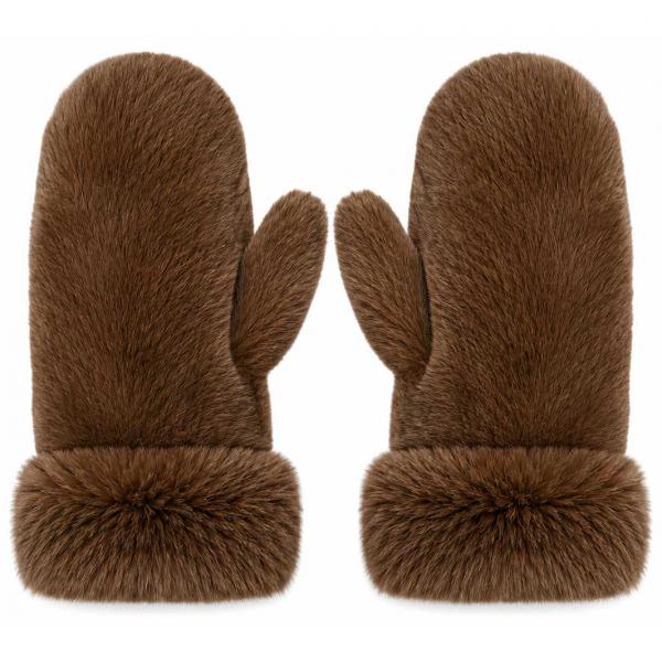 3571 - Winter Mittens - Brown<br>
Plush Mittens with Faux Rabbit Cuffs 3571 - Winter Mittens Brown<br>
Plush Mittens with Faux Rabbit Cuffs -