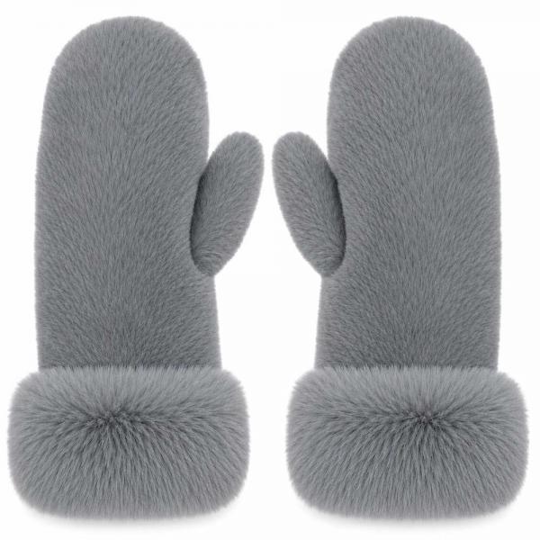 3571 - Winter Mittens - Light Grey<br>
Plush Mittens with Faux Rabbit Cuffs 3571 - Winter Mittens Light Grey<br>
Plush Mittens with Faux Rabbit Cuffs -
