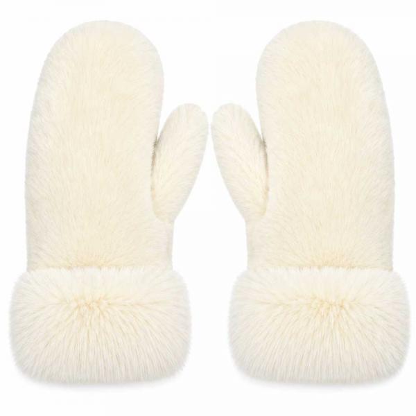 3571 - Winter Mittens - Ivory<br>
Plush Mittens with Faux Rabbit Cuffs 3571 - Winter Mittens Ivory<br>
Plush Mittens with Faux Rabbit Cuffs -