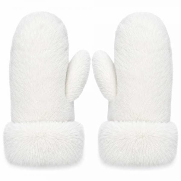 3571 - Winter Mittens - White<br>
Plush Mittens with Faux Rabbit Cuffs 3571 - Winter Mittens White<br>
Plush Mittens with Faux Rabbit Cuffs -