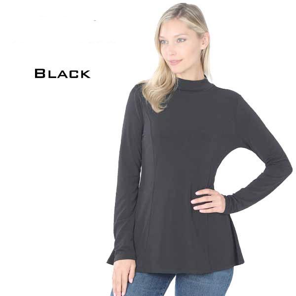 Wholesale 10016 - Long Sleeve ITY Mock Turtleneck Tops Black - Large