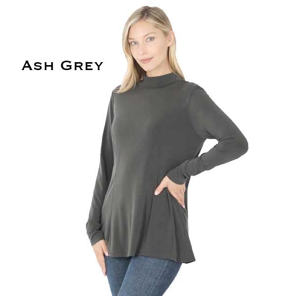 Wholesale 10016 - Long Sleeve ITY Mock Turtleneck Tops Ash Grey - X-Large