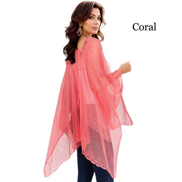 Wholesale 1C15 - Knit Ruanas Coral - One Size Fits All