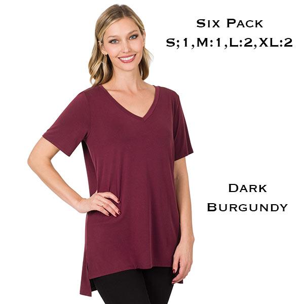 Wholesale 8516 - Short Sleeve Modal Tops 8516 - Dark Burgundy<br>
Short Sleeve Modal Top - S:1,M:1,L:2,XL:2