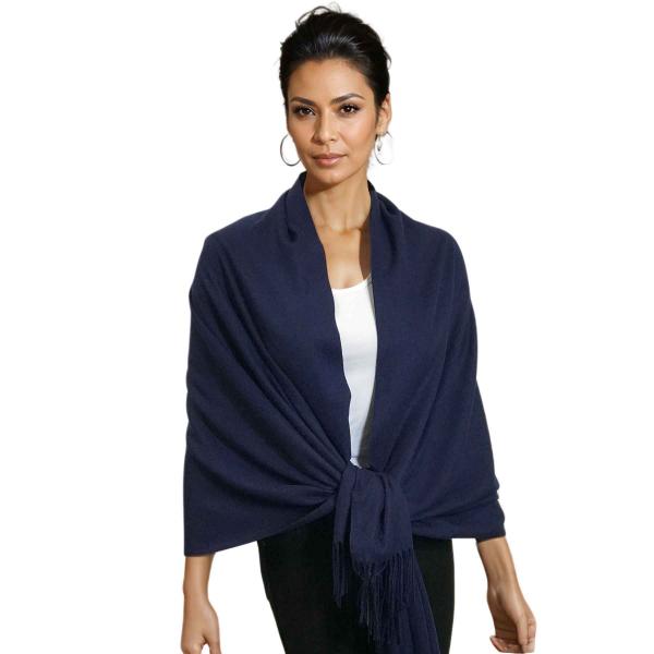 Wholesale 3713 - Cashmere Blend Shawls - Solid and Two Tone 3713 - Navy <br>Cashmere Blend Shawl - 