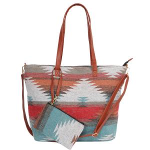 3720 - Western Tote Bag/Pouch 2 pc Sets 10326 - Teal Multi 2pc Set <br>
Western Tote Bag/Pouch Set - 18.5