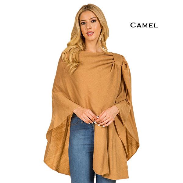 Wholesale 4213 - Cashmere Feel Loop Pull Thru Wrap Camel - 