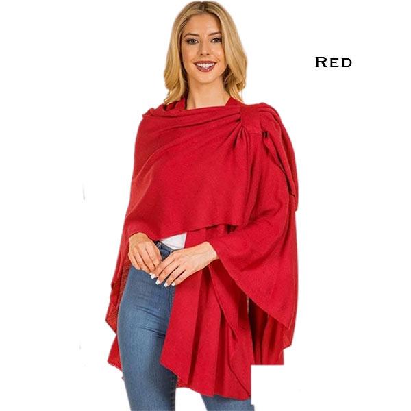 Wholesale 4213 - Cashmere Feel Loop Pull Thru Wrap Red - 