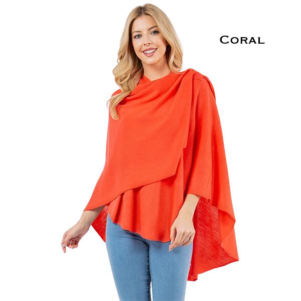 Wholesale 4213 - Cashmere Feel Loop Pull Thru Wrap Coral - 
