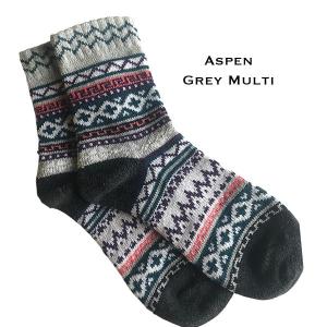 3748 - Crew Socks Aspen Grey Multi - Woman's 6-10