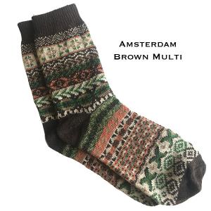 3748 - Crew Socks Amsterdam Brown Multi MB - Woman's 6-10