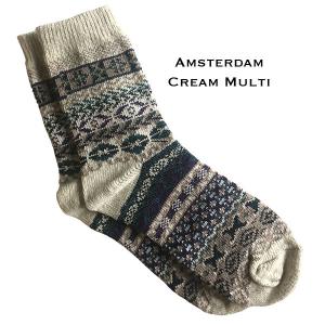 3748 - Crew Socks Amsterdam Cream Multi MB - Woman's 6-10