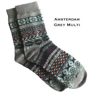 3748 - Crew Socks Amsterdam Grey Multi MB - Woman's 6-10