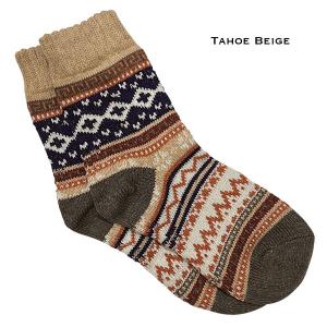 3748 - Crew Socks Tahoe Beige Multi<br>
Fits Women's Size 6-10<br> 18% wool, 45% cotton, 37% polyester - Woman's 6-10