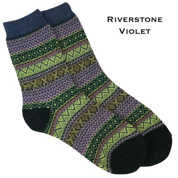 Wholesale 3748 - Crew Socks Riverstone Violet Multi - Woman's 6-10