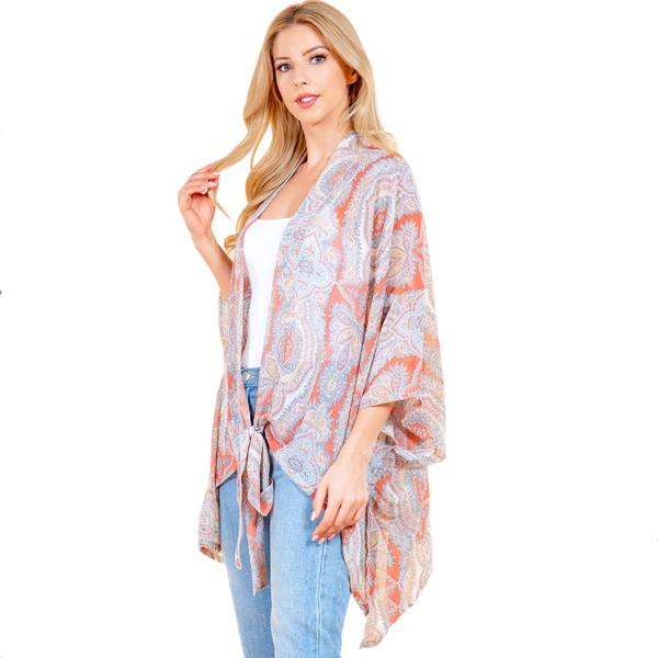 Wholesale Tie Front Kimonos<br>4243 #02 Print - 