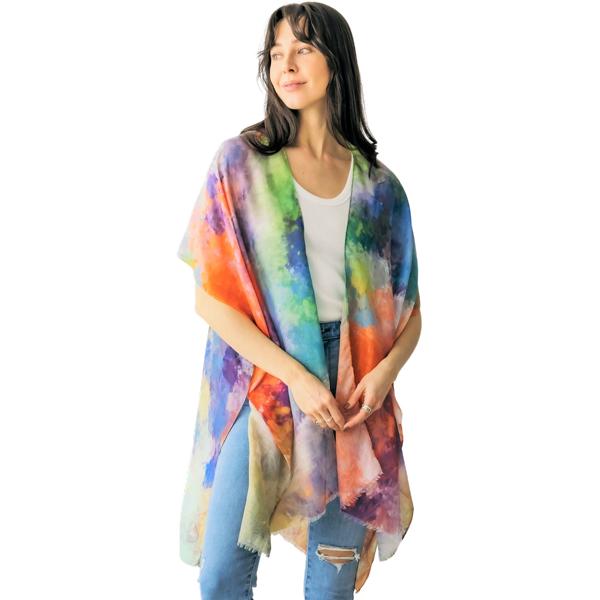 Wholesale 3783 Assorted Lightweight Kimonos 5096 - Blue Multi<br>
Watercolor Print Kimono - 