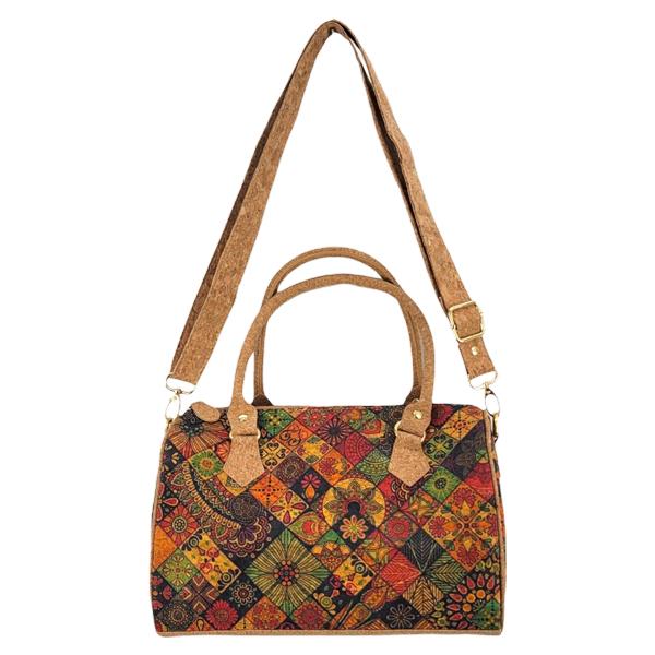 Wholesale 3785 - Natural Cork Handbags 2078 - Mosaic Floral Design - 