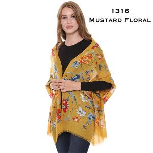Luxury Scarf Wraps - 1316/1400/1401/1403/3570 Mustard Floral - 36