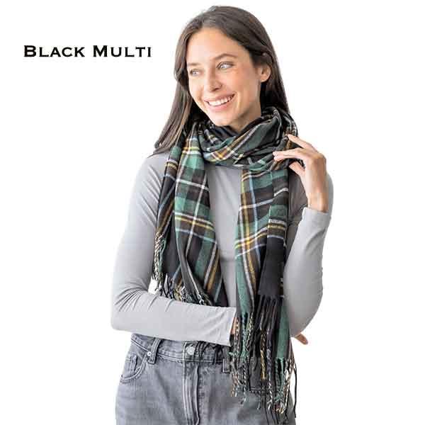 wholesale 4040 - Cashmere Feel Classic Plaid Scarves Black Multi - 26
