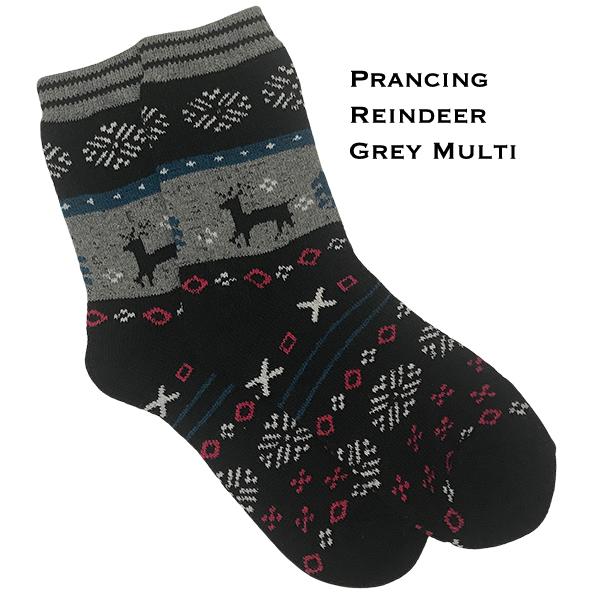 984 - Christmas Print Crew Socks - Prancing Reindeer - Grey Multi Woman's 6-10 984 - Christmas Print Crew Socks Prancing Reindeer - Grey Multi - Woman's 6-10