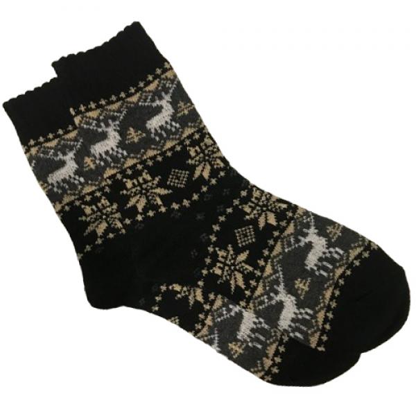 984 - Christmas Print Crew Socks - Reindeer and Snowflakes - Black Multi Woman's 6-10 984 - Christmas Print Crew Socks Reindeer and Snowflakes - Black Multi - Woman's 6-10