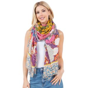 3861 - Assorted Cotton Feel Summer Scarves 4280/PU - Vibrant Floral<br>
Cotton Feel Scarf - 36